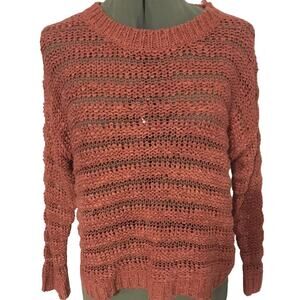 Forever 21 Open Stitch Crewneck Sweater Mauve Small